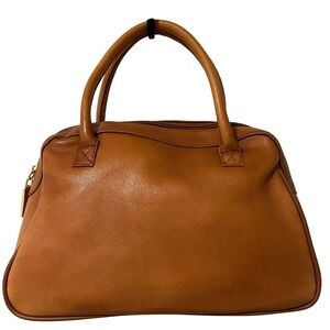 Tignanello Cognac Leather Satchel Multi Pocket Shoulder Bag EUC